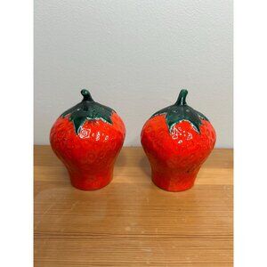 Vintage giant strawberry salt and pepper shakers ceramic- no stoppers